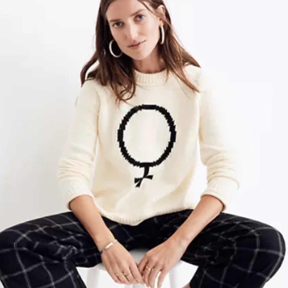 Madewell x Girls Inc Femininst Pullover Crewneck Cream Sweater